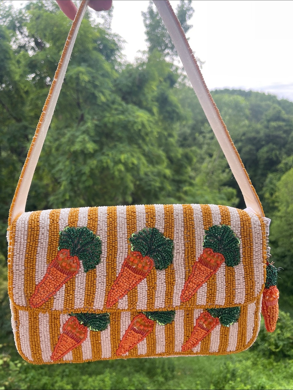 Viral Beaded Bag - Beaded Carrots 🥕 Stripe Shoulder Bag in Orange and White